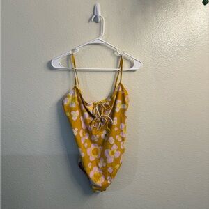 Madewell Floral Yellow One-Piece Swimsuit